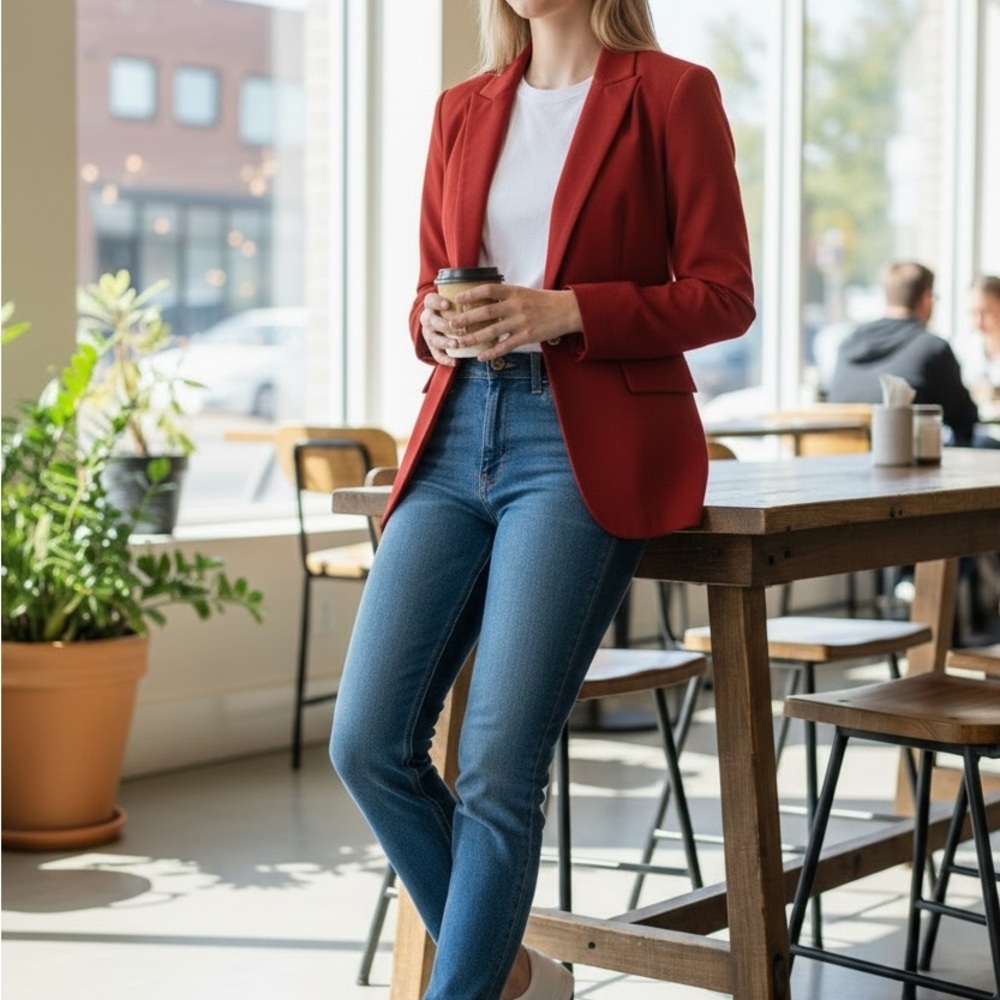 Reformation Office Blazer XXS Brick Red